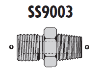 SS9003-04-04 Adaptall Stainless Steel-04 Male BSPP x -04 Male BSPT Adapter
