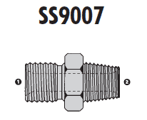 SS9007-06-06 Adaptall Stainless Steel-06 Male BSPP x -06 Male NPT Adapter