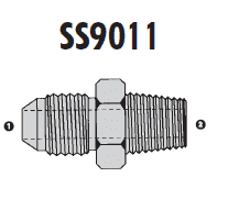 SS9011-06-04 Adaptall Stainless Steel-06 Male JIC x -04 Male BSPT Adapter