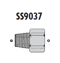 SS9037-20-20 Adaptall Stainless Steel -20 Male NPT x -20 Female BSP Solid Adapter