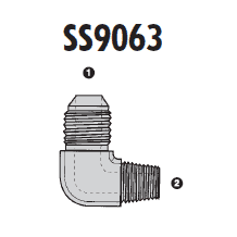 SS9063-04-04 Adaptall Stainless Steel 90 deg. -04 Male JIC x -04 Male BSPT Elbow