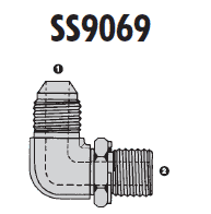 SS9069-04-10 Adaptall Stainless Steel 90° -04 Male JIC x 10mm Male Metric Adj Elbow