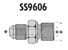 SS9606-08-S16-24 Adaptall Stainless Steel -08 Male JIC x S16 Male Metric Dual Purpose