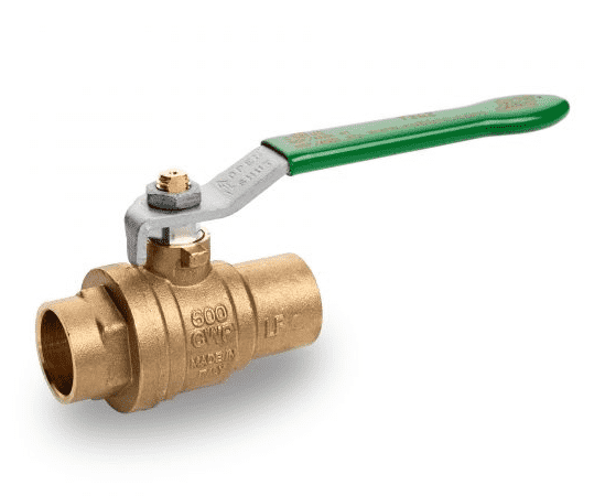 T242F00 RuB Inc. PURI-T Series Drinking Water Ball Valve - Brass - 1" Solder End x 1" Solder End - with Green Steel Handle (Pack of 10)