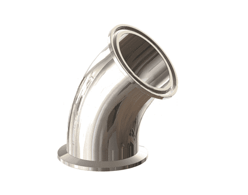 T2KMP-150PM Dixon 1-1/2" 316L Stainless Steel High Purity BioPharm 45 deg. Clamp x Clamp Elbow with a PM finish - SF4