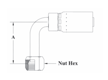 T33-8X8 Couplamatic T Series Coupling - O-Ring Face Seal (ORF) - 90° Female Swivel Long Drop - 1/2" Hose ID - 13/16x16 Thread Size