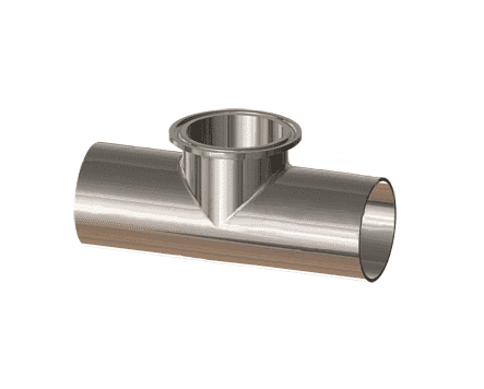T7WWMS-300PM Dixon 3" 316L Stainless Steel High Purity BioPharm Weld x Weld x Clamp Short Outlet Tee with a PM finish - SF4