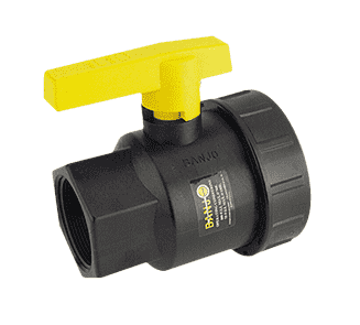UV100FP Banjo Polypropylene Spinweld Single Union Ball Valve - 1" Female NPT x 1" Female NPT - 1" Opening Thru Ball - 100 PSI