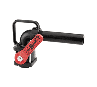 VA150 Banjo Polypropylene Nozzle Valve with 90 deg. Elbow - 1-1/2" Female NPT - 1-1/2" Male NPT x 8" Nozzle - 1-1/2" Opening Thru Ball - 150 PSI