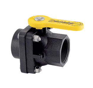 VS204FP Banjo Polypropylene 2" Full Port Ball Valve "Stubby Valve" - 2" Female NPT x 2" Female NPT - 2" Opening Thru Ball - 100 PSI