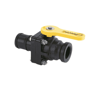 VSFHB200 Banjo Polypropylene 2" Standard Port Ball Valve "Stubby Valve" - 2" Male Adapter x 2" Hose Barb - 1-1/2" Opening Thru Ball - 100 PSI