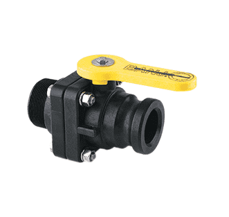 VSFMT200 Banjo Polypropylene 2" Standard Port Ball Valve "Stubby Valve" - 2 " Male Adapter x 2" Male NPT - 1-1/2" Opening Thru Ball - 100 PSI