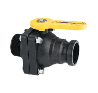 VSFMT204FP Banjo Polypropylene 2" Full Port Ball Valve "Stubby Valve" - 2" Male Adapter x 2" Male NPT - 2" Opening Thru Ball - 100 PSI