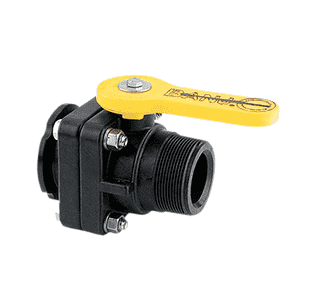 VSMT200CF Banjo Polypropylene Manifold "Stubby" Valve - Standard Port - 2" Flange x 2" Male NPT - Opening Thru Ball: 1-1/2" - 100 PSI