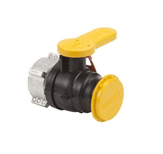 W230234 Banjo IBC 2" Polypropylene Spinweld Valve w/ QDC Outlet & Cap - Gasket: FKM (viton type) - Collar Fits: MAUSER® - Collar ID: 2-1/4"