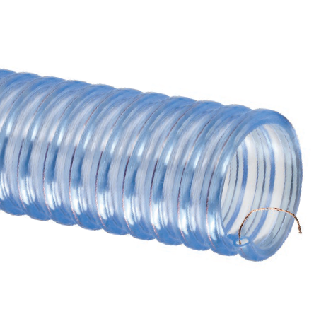 WE225X100 Kuriyama Tigerflex WE Series Food Grade PVC Material Handling Hose With Grounding Wire - 2-1/4" ID - 100ft