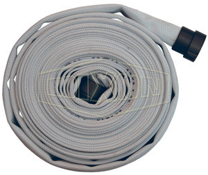 R515-50RAF Dixon 500# All Polyester Rack Hose (Non-UL Labeled) - Coiled - Coupled - Female x Male NST(NH) Rocker Lug Expansion Ring Couplings (Aluminum) - 1-1/2" Hose Size - 50ft Length