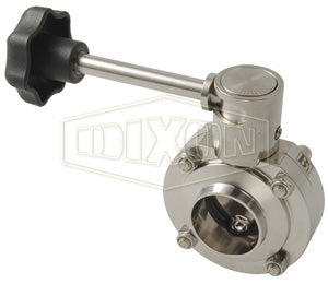 B5107E100BB-B Dixon Valve 1" 316L Stainless Steel Sanitary Weld End Butterfly Valve - Infinite Handle - EPDM Seats