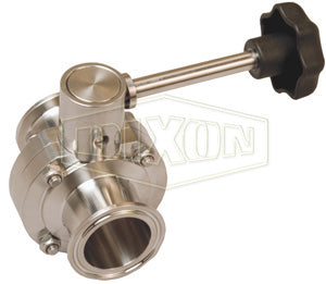 B5107E200CC-B Dixon Valve 2" 316L Stainless Steel Sanitary Clamp End Butterfly Valve - Infinite Handle - EPDM Seats