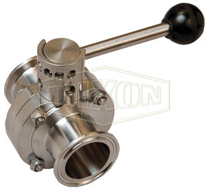 B5107E250CC-A Dixon Valve 2-1/2" 316L Stainless Steel Sanitary Clamp End Butterfly Valve - Pull Handle - EPDM Seats