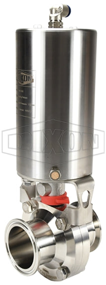 B5107E050CCG Dixon Valve 1/2" Butterfly Valve - Clamp x Clamp - Vertical Spring Return (Normally Closed) Pneumatic Canister Style Actuator - EPDM Seats (Replaces: B5101E050CC-G)
