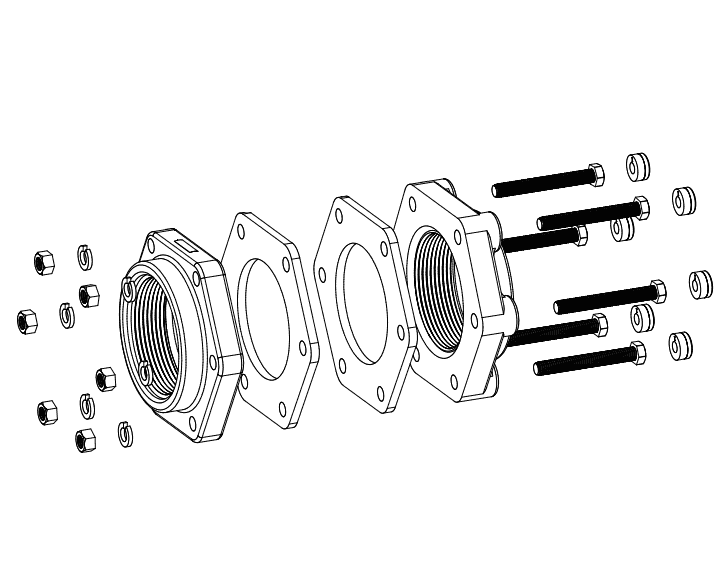 BF330 Banjo 3" Polypropylene Bolted Tank Flange With 3" All Thread Bolt