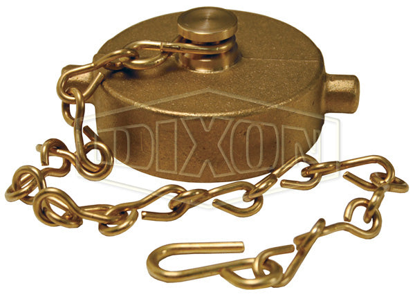 FC300F Dixon Cast Brass Cap with Chain - 3" Female NST(NH) Thread - Powhatan Part #: 17-126-00315
