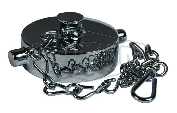 FC250F-C Dixon Polished Chrome Plated Cast Brass Cap with Chain - 2-1/2" Female NST(NH) Thread - Powhatan Part #: 17-126-00085