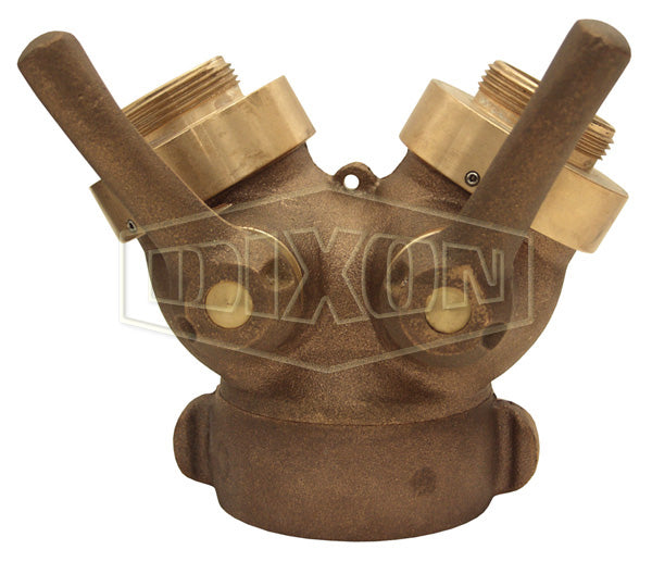 S7337S Dixon Cast Brass 1/4 Turn Ball Type Wye Valve - 2-1/2" Female NST(NH) x 1-1/2" Male NPSH