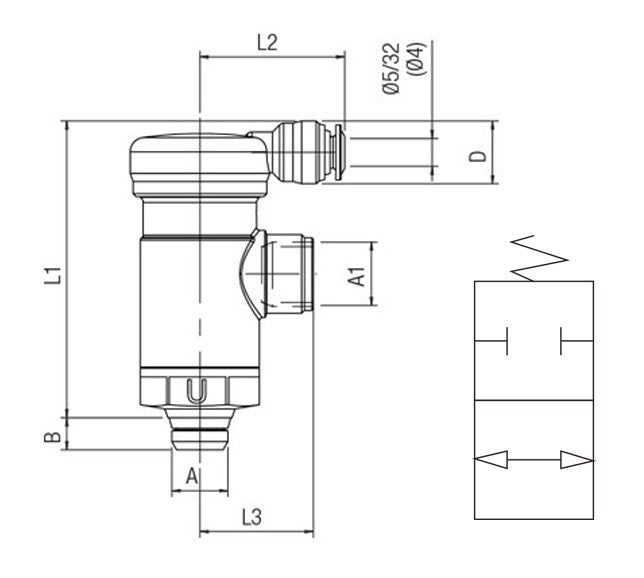 82890-02 by AIGNEP | Functional (Flow Controls) Series | Two Way Block Valve | 1/8" Swift-Fit Male x 1/8" NPT Female x 5/32" Tube