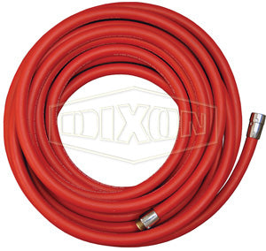80B10-100HAF Dixon Non-Collapsible Chemical Booster Fire Hose - Red - Coupled - Fem. x Male NST(NH) Expansion Ring Couplings (Aluminum) - 1" Hose Size - 100ft Length