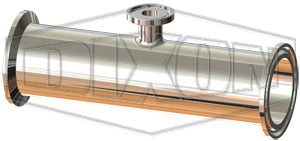 T7RMPS-200050PM Dixon Valve 2" x 1/2" Tube OD 316L Stainless Steel BioPharm Clamp x Clamp x Clamp Short Outlet Reducing Tee BPE2012 (PM Finish SF4)