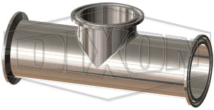 T7MPS-100PL Dixon Valve 1" Tube OD 316L Stainless Steel BioPharm Clamp x Clamp x Clamp Short Outlet Tee BPE2012 (PL Finish SF1)