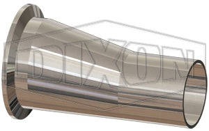 T32M-400250PL Dixon Valve 4" x 2-1/2" Tube OD 316L Stainless Steel BioPharm Clamp x Weld Eccentric Reducer BPE2012 (PL Finish SF1)