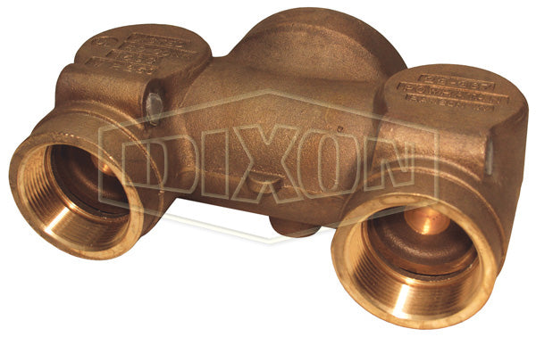 CDMHCB40230 Dixon Brass Concealed Two Way Wall Hydrant Body - Back Outlet - 4" Female NPT Outlet x Two 3" Female NPT Inlets