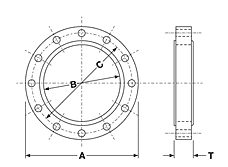 CSRF3000150 by Kuriyama | Forged Raised Face Slip-On Flange 300# | Size: 1-1/2" | OD: 6-1/8" | Bore: 1.950" | Thickness: 1-3/16" | Carbon Steel