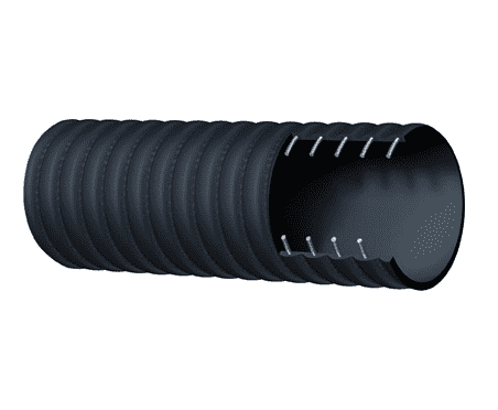 CT601AA200X100 Alfagomma by Kuriyama | Corrugated Oil Rigger/Oil Field- Frack Tank Hose | Black | 2" ID | 150 PSI | 100ft Length