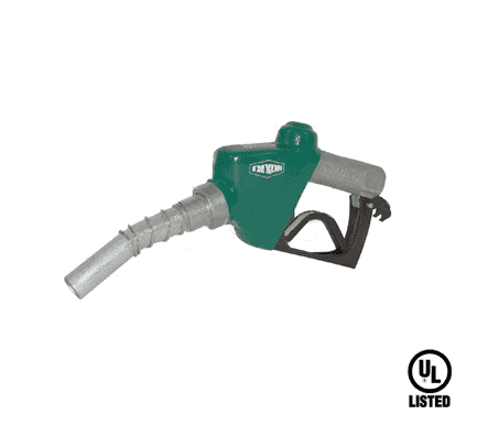 DFN100SF-NPNF Dixon Aluminum UL FuelMaster Diesel Nozzle with Safety Valve - 1" NPT Inlet - 1-3/16" Spout Outlet - 45 GPM Flow Rate (at 20 PSI)