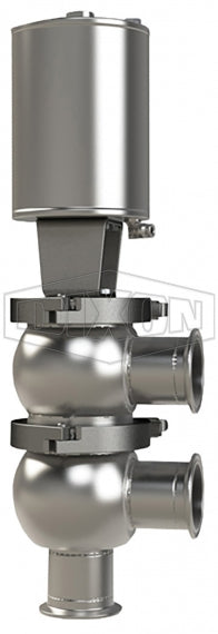 D04A15C1PE Dixon Valve 1-1/2" Single Seat Valve, Divert F Body, Clamp, Spring Return Actuator (Air-To-Raise) - PTFE Plug Seal - EPDM Wetted Elastomer