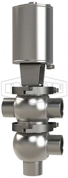 D06A40B2PE Dixon Valve 4" Single Seat Valve, Divert TL Body, Weld, Spring Return Actuator (Air-To-Lower) - PTFE Plug Seal - EPDM Wetted Elastomer