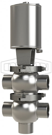 D08A20B3PE Dixon Valve 2" Single Seat Valve, Divert TT Body, Weld, Double Acting Actuator (Air-To-Air) - PTFE Plug Seal - EPDM Wetted Elastomer
