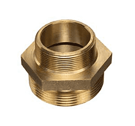 DMHN-16PT12GH by Kuriyama | Hydrant & Garden Hose Double Male Hex Nipple | 1" Male NPT x 3/4" Male GHT | Brass