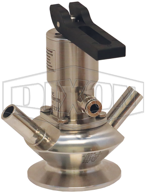 BSVD-SC400B050 Dixon Valve/Rieger 3A Sample Valve - Dual Port with Pneumatic Actuator with Self Closing Lever - 4" Clamp Valve - 1/2" Weld Port