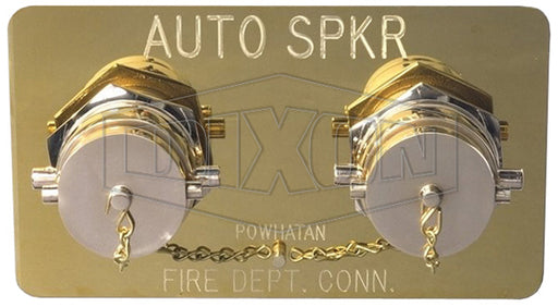 2WCA4025F-C Dixon AutoSprinkler Polished Chrome Plated Cast Brass Double Clapper Concealed Type Siamese Assembly - 4" Female NPT Outlet x Two 2-1/2" Female NST(NH) Inlets