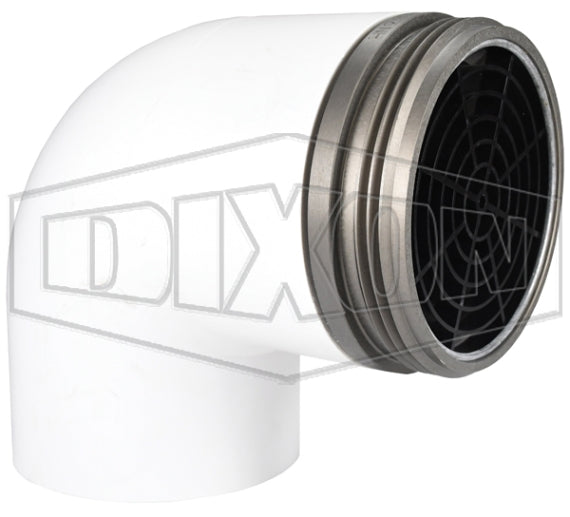 ADH90M45F Dixon Dry Fire Hydrant Male Adapter - 90° - 4-1/2" Male NST(NH) - Hardcoat Aluminum & PVC