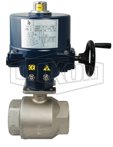 BV2HG-25011-EP Dixon Valve 2-1/2" Electrically Actuated Two-Piece Stainless Ball Valve - Seat: RTFE - 110VAC with Manual Override