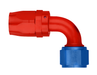 FBM4035 (FCM4035) Eaton Aeroquip® -12 Reusable S.A.E. 37° (JIC/AN) Swivel 90° Elbow Fitting - Red/Blue Anodized Aluminum