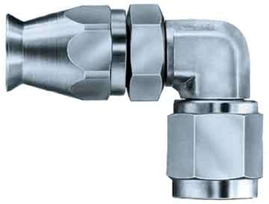 FBM1150 (FCM1150) Eaton Aeroquip® -03 Teflon™ Hose Fitting - Forged Adjustable Reusable S.A.E. 37° (JIC/AN) Swivel - 90° Elbow - Stainless Steel