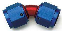 FBM2972 (FCM2972) Eaton Aeroquip® -08 Female Flare Swivel AN x -08 Female Flare Swivel AN 45° Elbow Adapter - Red/Blue Anodized Aluminum