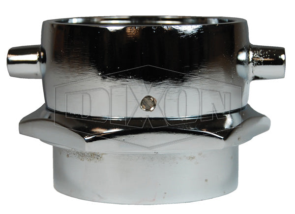 SF250F-C Dixon Polished Chrome Plated Cast Brass (Open Snoot) Female Swivel Adapter - Pin Lug - 2-1/2" Female NST(NH) x 2-1/2" Female NPT